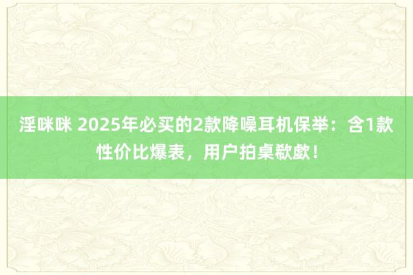 淫咪咪 2025年必买的2款降噪耳机保举：含1款性价比爆表，用户拍桌欷歔！