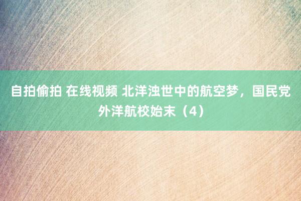 自拍偷拍 在线视频 北洋浊世中的航空梦，国民党外洋航校始末（4）