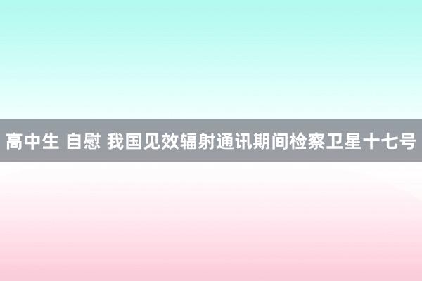 高中生 自慰 我国见效辐射通讯期间检察卫星十七号