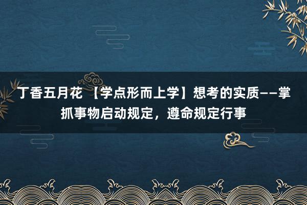 丁香五月花 【学点形而上学】想考的实质——掌抓事物启动规定，遵命规定行事