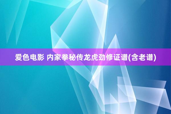 爱色电影 内家拳秘传龙虎劲修证谱(含老谱)